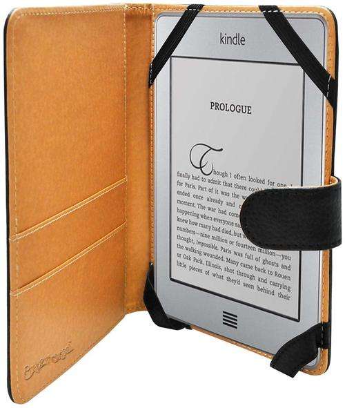 CrazyOnDigital Slim Leather Case Cover For Amazon Kindle Touch Black