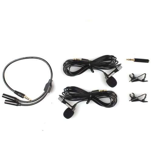 Dual Lavalier Mics-MAONO AU404 Lapel Clip-on Mini Omnidirectional Vocal Condenser Interview Micropho