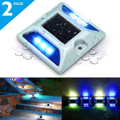 SOLMORE Solar Dock Light, 2 Pack LED Deck Light Solar Lights