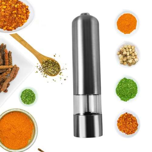 Electric Pepper Grinder/ Salt Grinder Mill Battery Operated with Light At Bottom and Adjustable Grin