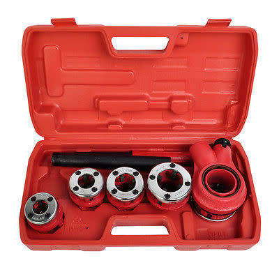 Manual Pipe Threading Die Set Pipe Threader (Includes 3/8", 1/2", 3/4", 1" and 1-1/4" BSPT Dies)