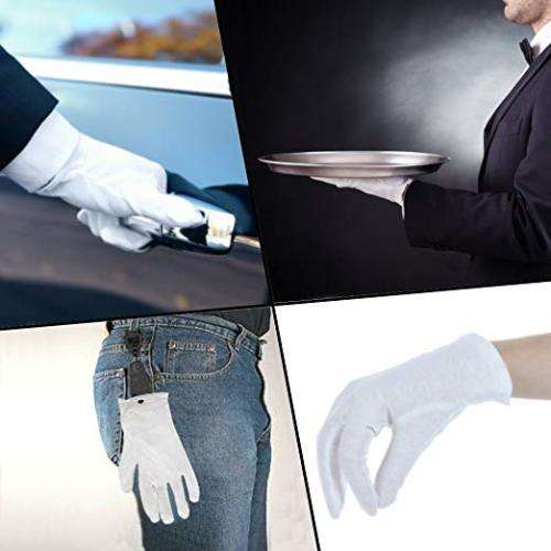 White Cotton Gloves Cotton Gloves for Dry Hands Cosmetic Inspection Jewelry Coin Man- Women 12 Pair