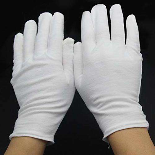 White Cotton Gloves Cotton Gloves for Dry Hands Cosmetic Inspection Jewelry Coin Man- Women 12 Pair