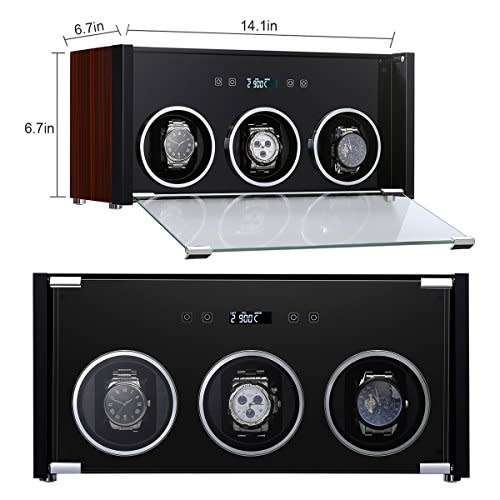 CRITIRON 3 Automatic Watch Winder Luxury Storage Case Rotating Display Box, Wood Shell with Piano