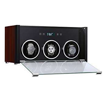 CRITIRON 3 Automatic Watch Winder Luxury Storage Case Rotating Display Box, Wood Shell with Piano
