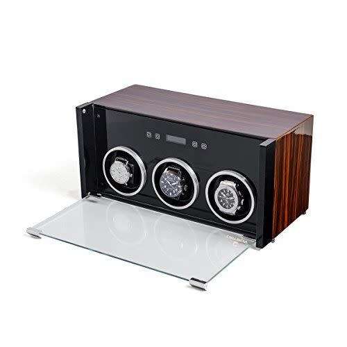 CRITIRON 3 Automatic Watch Winder Luxury Storage Case Rotating Display Box, Wood Shell with Piano