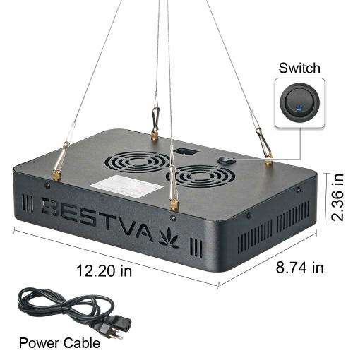 BESTVA 1000W LED Grow Light Full Spectrum Dual-Chip Growing Lamp for Hydroponic Indoor Plants Veg an