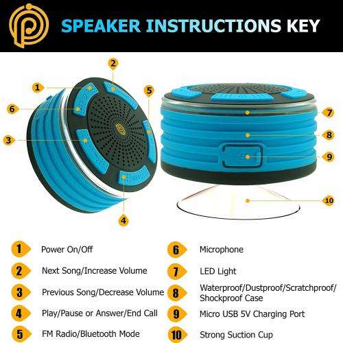 BassPal IPX7 Portable Wireless Waterproof Speaker
