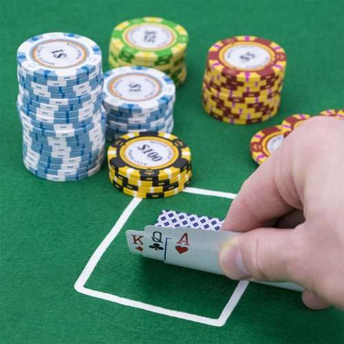 500-count Monte Carlo Poker Chips with Aluminum Case, 14 Gram, 3-Tone Chips | Includes 2 Decks of Ca