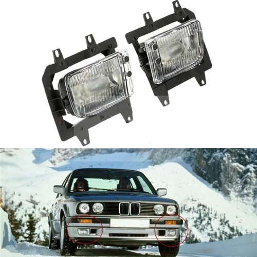 For BMW E30 3 Series 1985~1993 Clear Color Lens Auto Fog Lamp Car Front Bumper Grille Driving Lamps