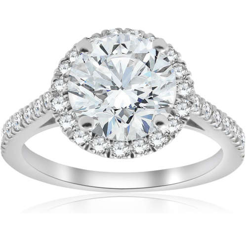 Platinum or Gold Plated Sterling Silver Round Halo Ring made with Swarovski Zirconia