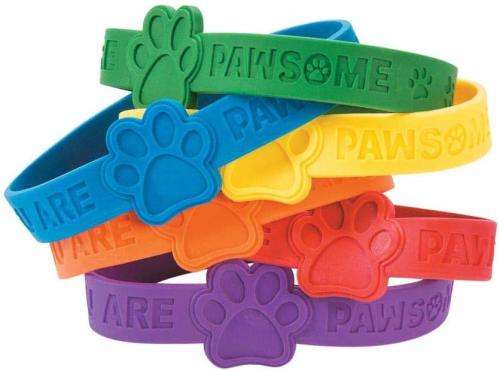 Paw Print Rubber Bracelets - Pack of 24