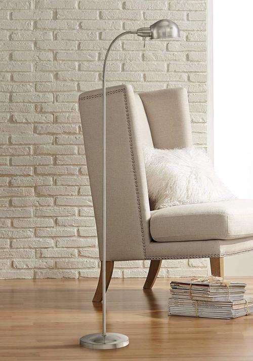 Ridley Modern Gooseneck Floor Lamp Tall Satin Nickel Adjustable Arm for Living Room Reading Bedroom