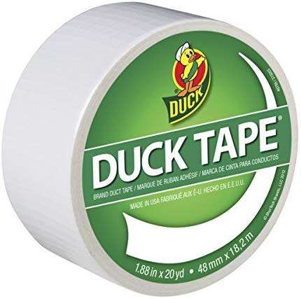 Duck Brand 1265015 Color Duct Tape, White, 1.88 Inches x 20 Yards, Single Roll