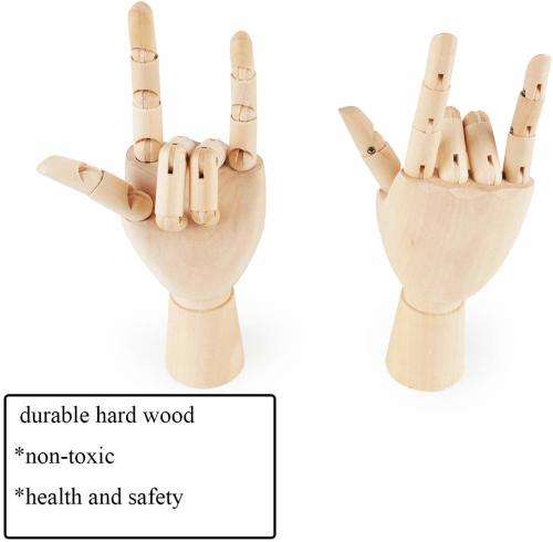 Fashionclubs 7" Wooden Sectioned Opposable Articulated Left/Right Hand Figure Manikin Hand Model