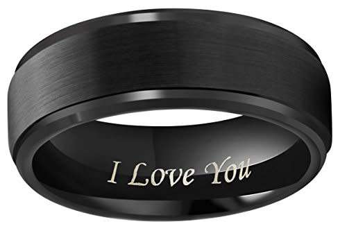 CROWNAL 5mm 8mm Black Tungsten Couple Wedding Bands Rings Men-4.5