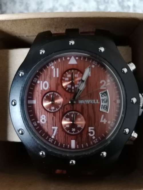 Bewell W109D Sub-dials Wooden Watch Quartz Analog Movement Date Wristwatch for Men