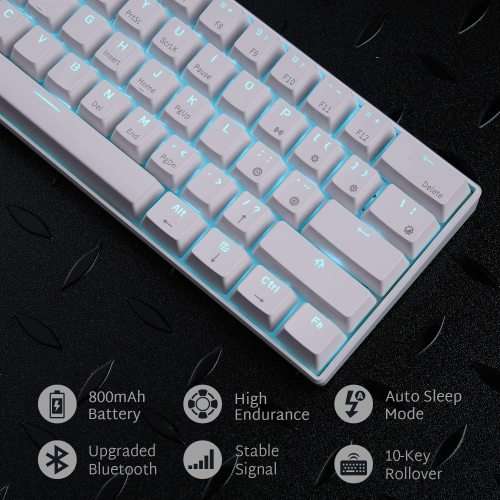 RK ROYAL KLUDGE RK61 Wireless 60% Mechanical Gaming Keyboard, Ultra-Compact Bluetooth Keyboard with