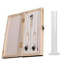 Huilier 3 Pcs 0-100% Hydrometer Alcoholmeter Tester Set Alcohol Concentration Meter + Thermometer