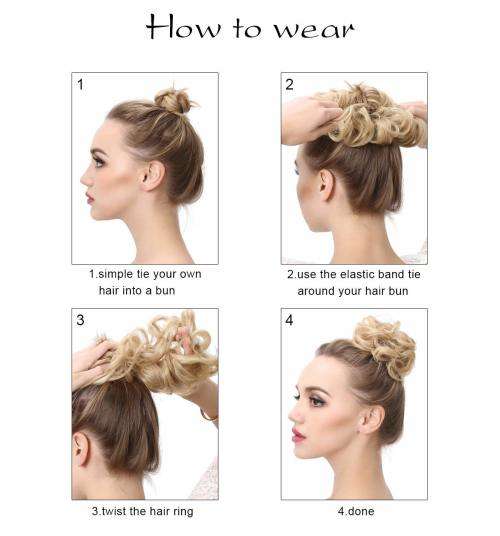 Messy Bun Hair Piece for Women Medium Brown 2PCS Scrunchies Hair Bun Extensions Curly Synthetic Hair