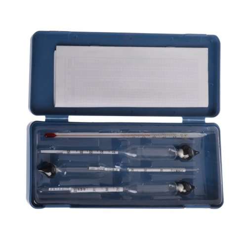 3 Pcs 0-100% Hydrometer Alcoholmeter Tester Set Alcohol Meter + Thermometer