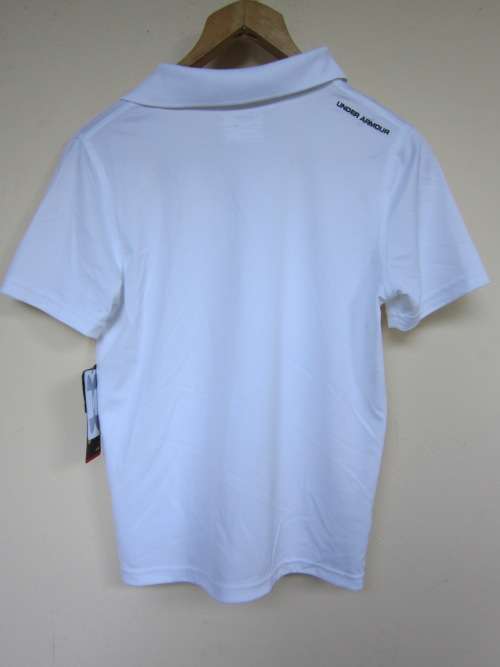 UNDER ARMOUR WHITE COLLAR ACTIVE SHIRT FOR KIDS SIZE: Kiddies L