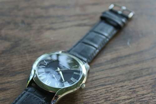 EMPORIO ARMANI AR1703 BLACK LEATHER STRAP QUARTZ MENS WATCH