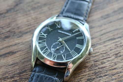 EMPORIO ARMANI AR1703 BLACK LEATHER STRAP QUARTZ MENS WATCH