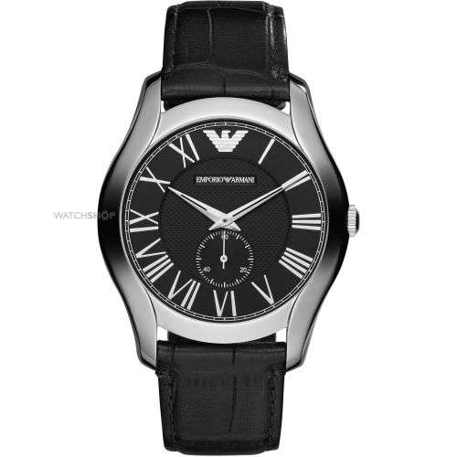 EMPORIO ARMANI AR1703 BLACK LEATHER STRAP QUARTZ MENS WATCH