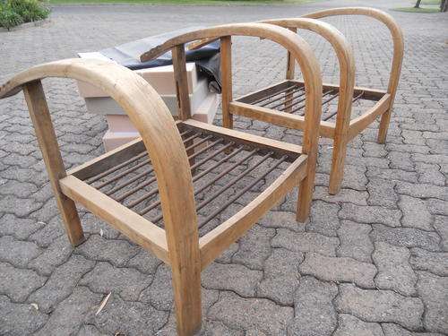 GREAT RESTORATION PROJECT! RARE PAIR OF BANANA CHAIRS WITH MATERIALS FOR CUSHIONS.NO RESERVE!!!