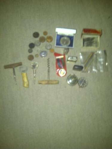 LOVELY MIXED LOT COINS,MEDALS,CORKSCREWS,LIGHTERS ETC.SEE OTHER PICS.NO RESERVE!!!