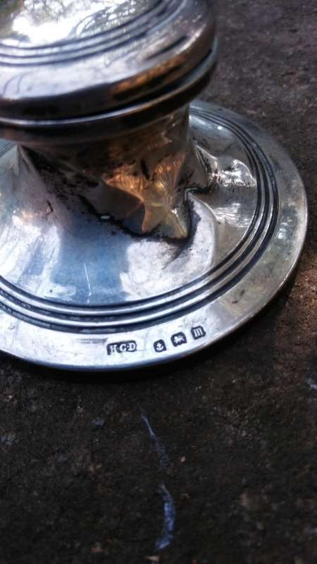 H.C.D 1911 Antique Sterling Silver Ink Well