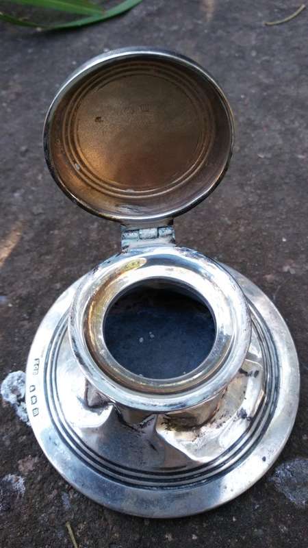 H.C.D 1911 Antique Sterling Silver Ink Well