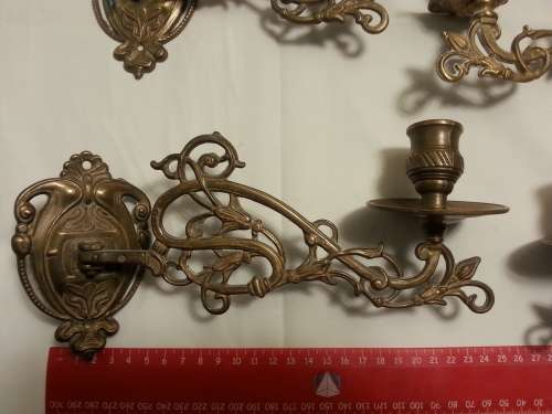 SOLID BRASS ANTIQUE PIANO CANDELABRA SETS - WALL SCONCES