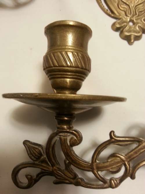 SOLID BRASS ANTIQUE PIANO CANDELABRA SETS - WALL SCONCES