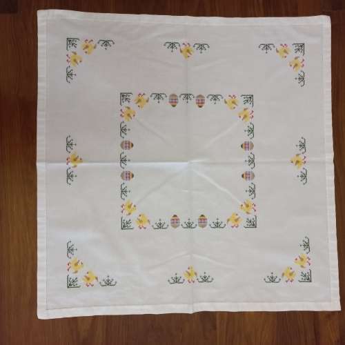 COTTON VINTAGE EASTER EMBROIDERED TABLECLOTH