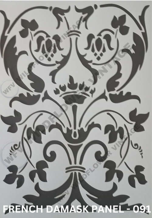 A4 - HIGH QUALITY MYLAR CRAFT STENCIL - FRENCH DAMASK PANEL -  091