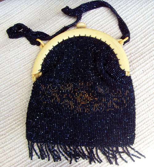 BEADED ART DECO FLAPPER HANDBAG/PURSE