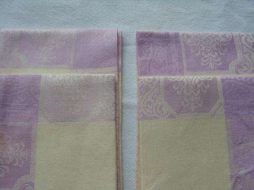 VINTAGE DAMASK FINE LINEN LARGE NAPKINS X 4