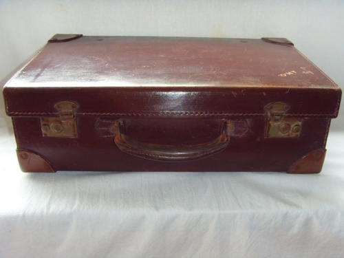 VINTAGE EVAGRIP LEATHER SUITCASE INITIALS - JHO