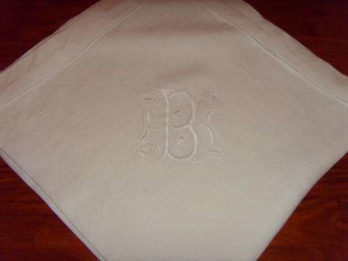White linen monogrammed 'B' tablecloth