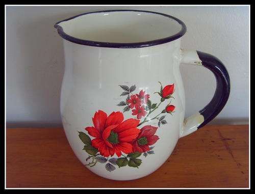 FAT VINTAGE FLORAL ENAMEL JUG - No. 1