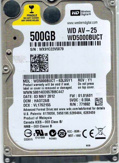 Western Digital WD5000BUCT 500GB 2.5" SATA