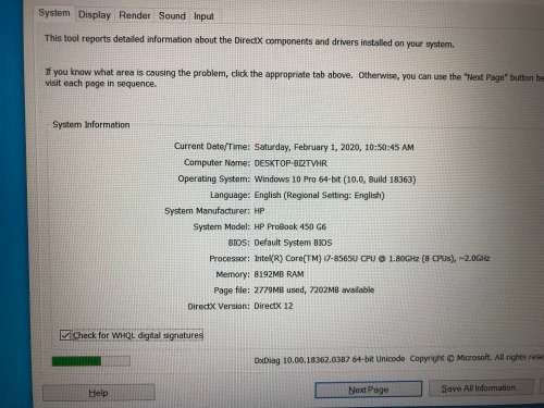 HP ProBook 450 G6 Core I7 8th GEN 2.00GHz 8GB RAM, 256GB SSD