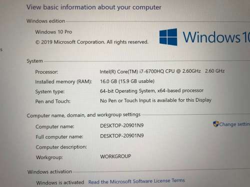 Lenovo Think Pad T460p  Core i7-6700HQ 2.6GHz  6th Gen  16GB Ram  500 HDD   14 HD Graphics 530