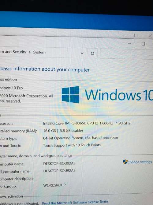 Lenovo ThinkPad T490s i5-8365U 1.9GHz 16GB Ram 256GB SSD 14UHD Graphics Touch Screen