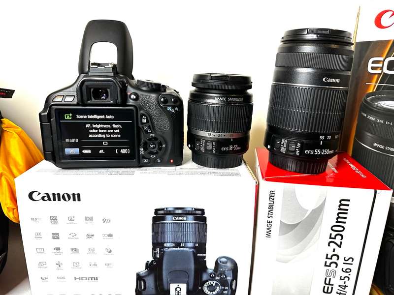 Canon EOS 600D DSLR Camera with Canon EFS 18-55mm AF/MF macro Lens  Canon EFS 55-250mm Zoom Lens Ori