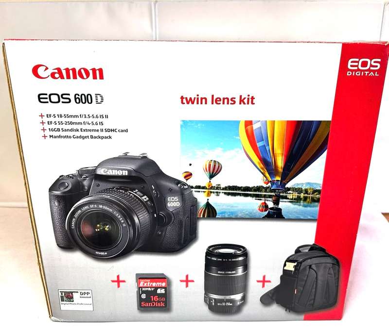 Canon EOS 600D DSLR Camera with Canon EFS 18-55mm AF/MF macro Lens  Canon EFS 55-250mm Zoom Lens Ori