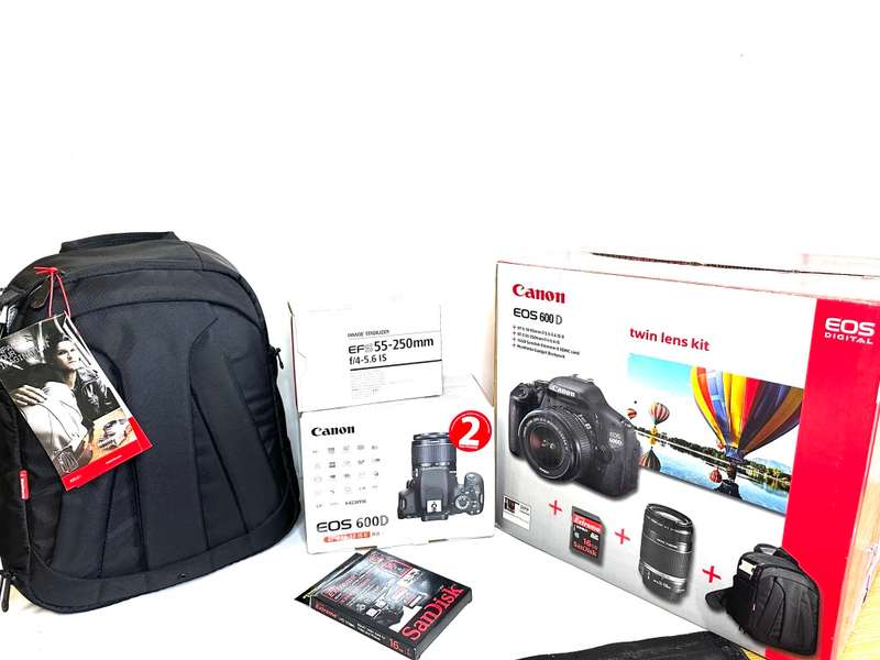 Canon EOS 600D DSLR Camera with Canon EFS 18-55mm AF/MF macro Lens  Canon EFS 55-250mm Zoom Lens Ori