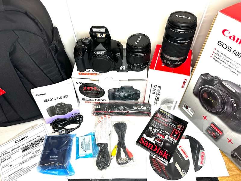 Canon EOS 600D DSLR Camera with Canon EFS 18-55mm AF/MF macro Lens  Canon EFS 55-250mm Zoom Lens Ori